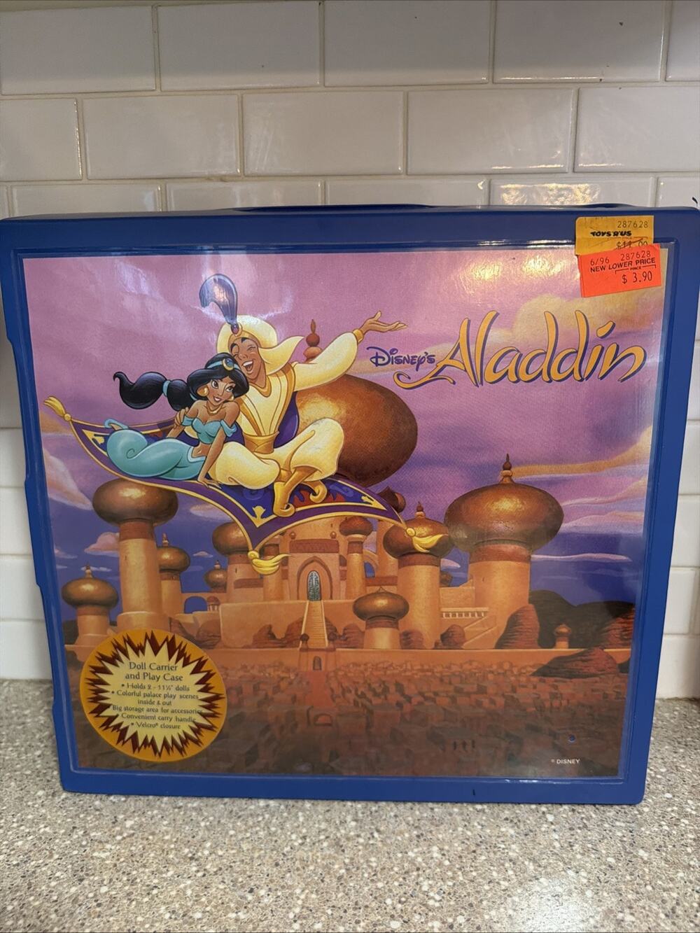 Vintage 1996 Disney Aladdin Jasmine Doll Carrier Play Case Toys R Us 11.5”
